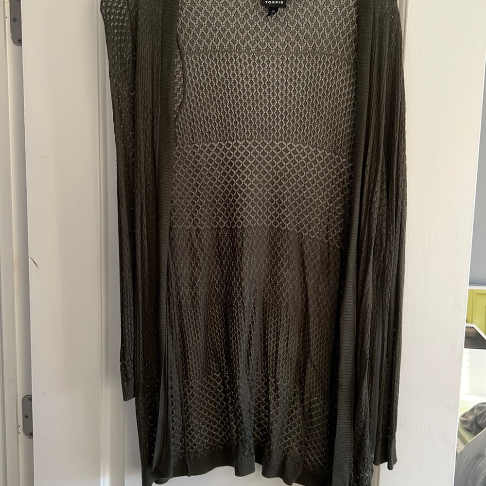 Torrid olive green open front cardigan